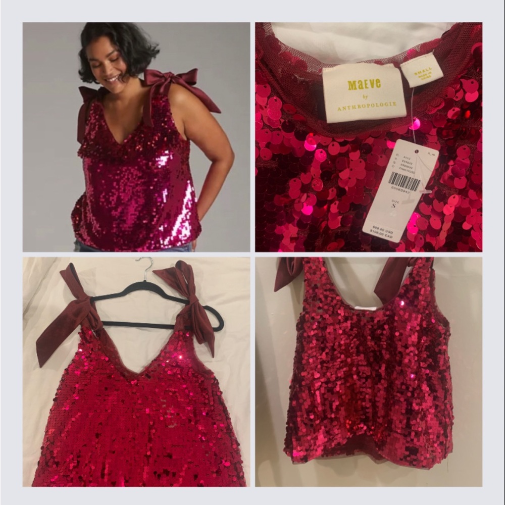 NWT Anthropologie Maeve top. Pink sequins, size small. Perfect for taylor swift!